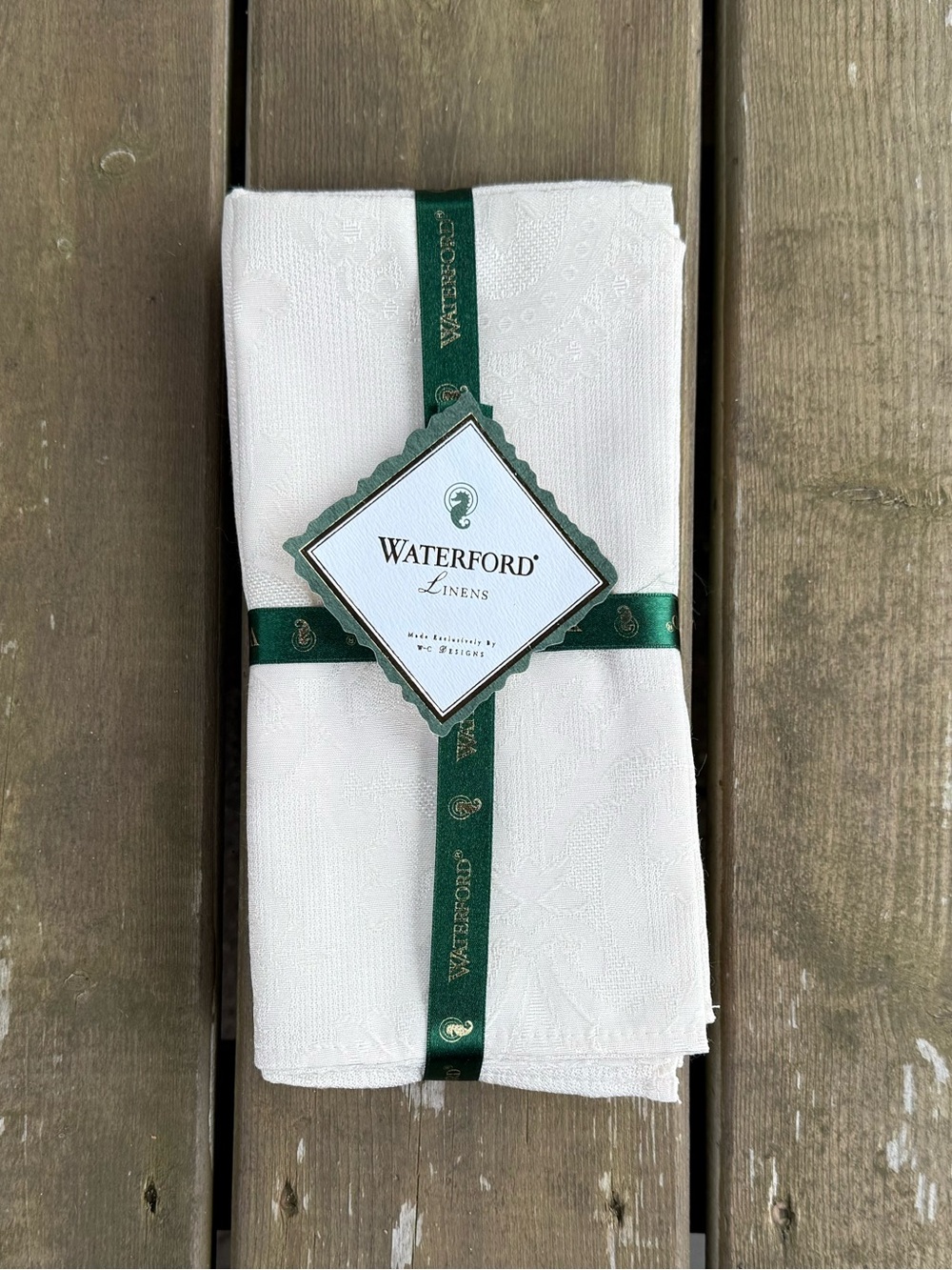 Waterford Linens Set of Four 55% Cotton 45% Polyester Cream Napkins